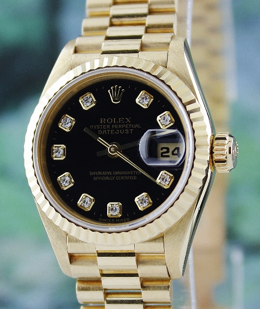(image for) A ROLEX LADY 18K GOLD OYSTER PERPETUAL DATEJUST - 69178